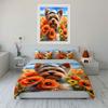 Dog-Inspired Floral Field Set Exquisite three-piece bedding set gift for kids and adults