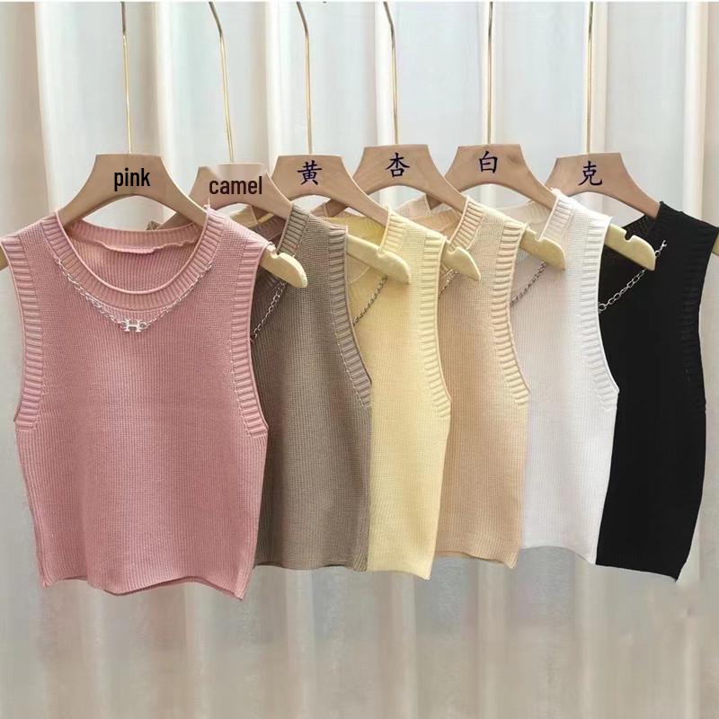 

2026 Cute Round Neck Chain Pendant Slimming Vest One Size жёлтый