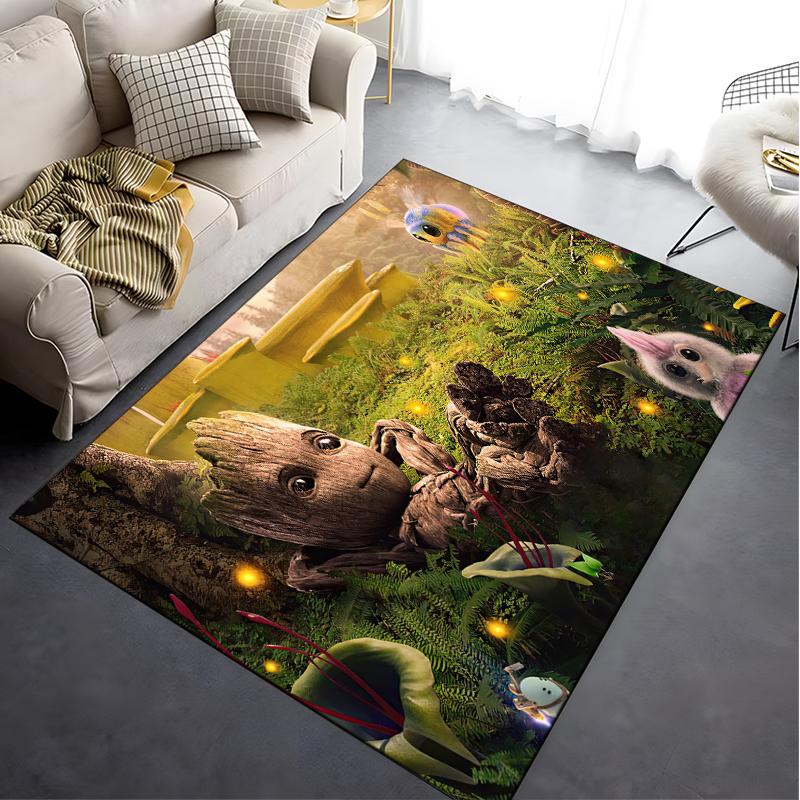 Disney Groot Cartoon 3D-Druck Großer Teppich Teppiche für Zuhause Wohnzimmer Schlafzimmer Sofa Fußmatte Kinder Bodenmatten Geschenk Potdemiel