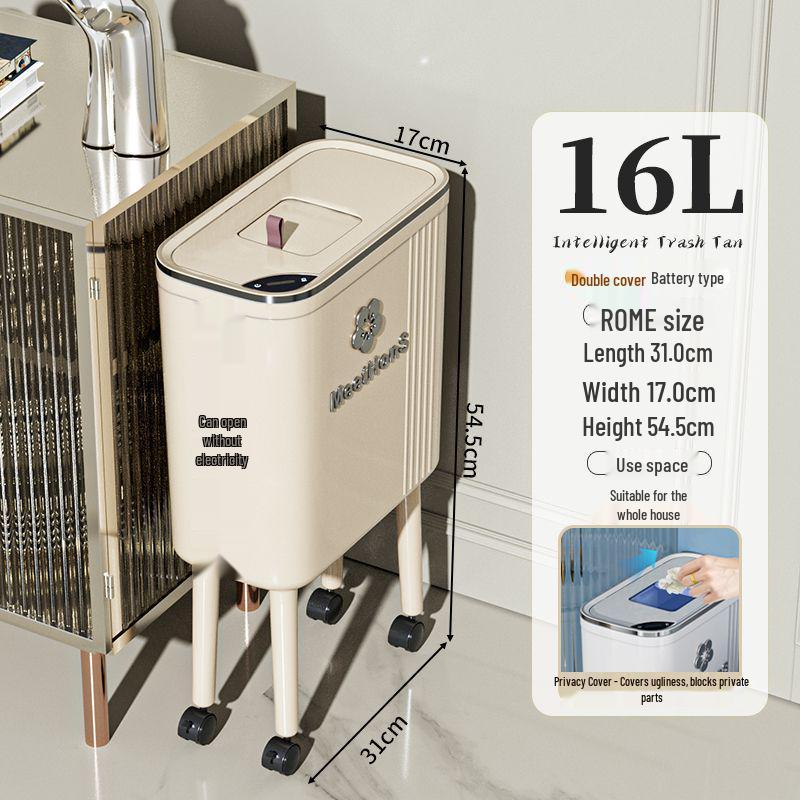 Large Smart Sensor Trash Can with Lid for Kitchen, Living Room, Office, and Bathroom - High-Leg Design & Large Capacity