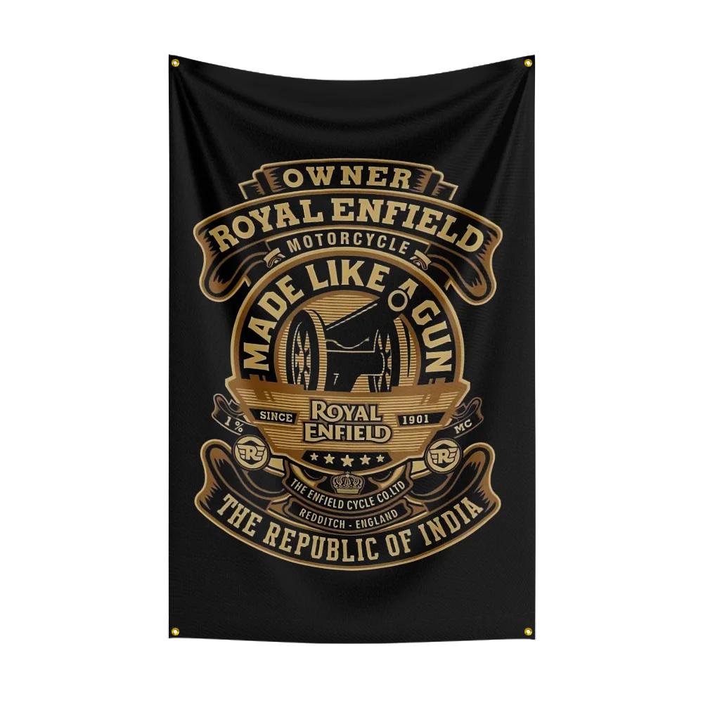 3x5 Ft RRoyal enfields Motorfiets Vlag Polyester Digitale Print Banner voor Garage Muurkunst Buiten Decoratie