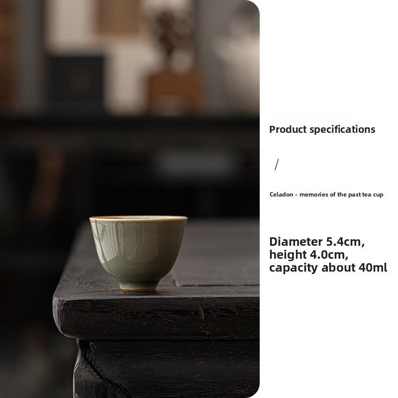 Retro celadon teacup Kung Fu tea set creative pure handmade home small smelling cup drinking tea master cup tasting tea cup