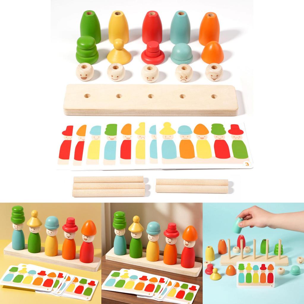 Wooden Childrens Educational Toy With Color And Expression Matching For Early Learning