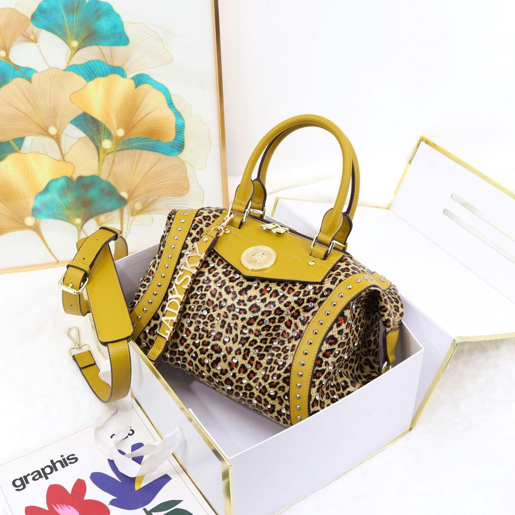 Diamond Jewelry Unique Design Women'S Bag Large Capacity Snake Print Leopard Print Handbag Quality