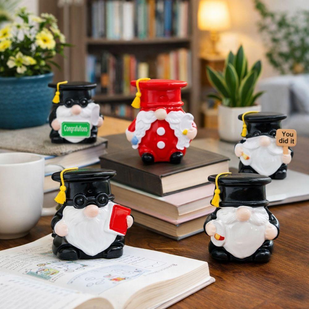 5 Pieces Resin Miniature Gnome Figurine Cute Small Dwarf Statue Home Decoration