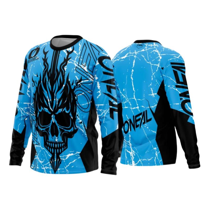 Printemps et Automne Col Rond Motocross Graphique Imprimé 3D Haut T-shirts Homme Manches Longues Décontractés à la Mode