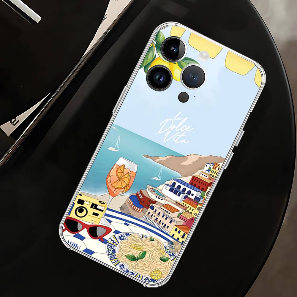 Meereslandschaft Wein Zitrone Handyhülle Für Iphone 17 16 15 11 13 14 Pro Max 7 8 Plus X Xr Xs Max Se2020 12mini Transparente Hülle