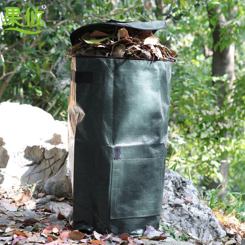 35*60cm Garden Composter Eco-Friendly Bio Fermentation Bag with Zipper and Double Handles Collapsible Compost Bin Waste Bucket