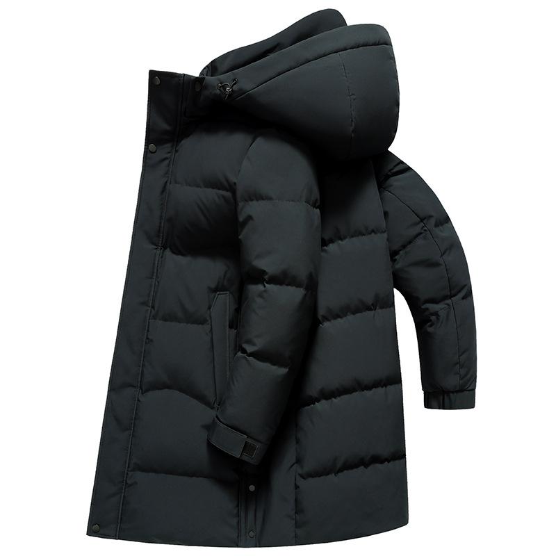 Pánská dlouhá péřová bunda středního věku business casual s kapucí zateplená péřová bunda odolná proti chladu pánská bunda péřová bunda pánská
