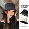 Double-sided Bucket Hat Women's Autumn Retro Denim Plain Face Small Versatile Sun Hat Advanced Sense