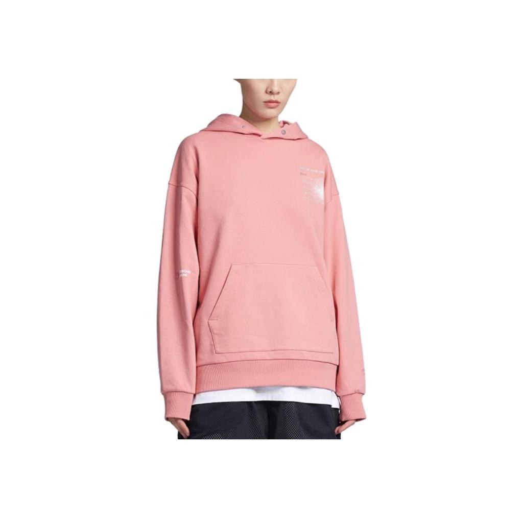 Li-Ning Skateboard Series Theme Print Loose Hoodie Pullover Unisex Tops Dusty-Pink AWDR451-4