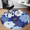 1pc Floral Blue Office Round Area Rug,  Mat Suitable For Office, Under Office Chairs Bedroom Living Room Home Decor, Room Deco