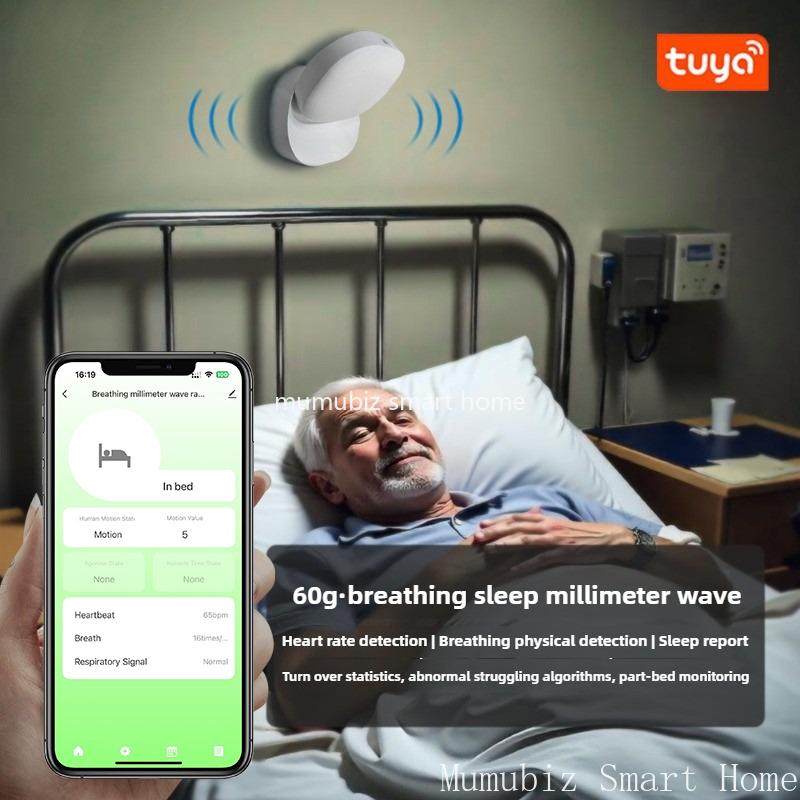 Tuya Умный WiFi 60 ГГц Миллиметровый Волновой Радарный Датчик Сон Частота Сердца Присутствие Человека Монитор В Реальном Времени Оповещения в Приложении
