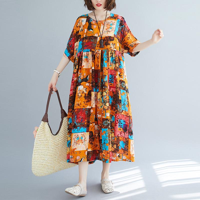 VΓͺtement Robe Ete 2020 Grande Taille Robe Longue En Coton Et Lin