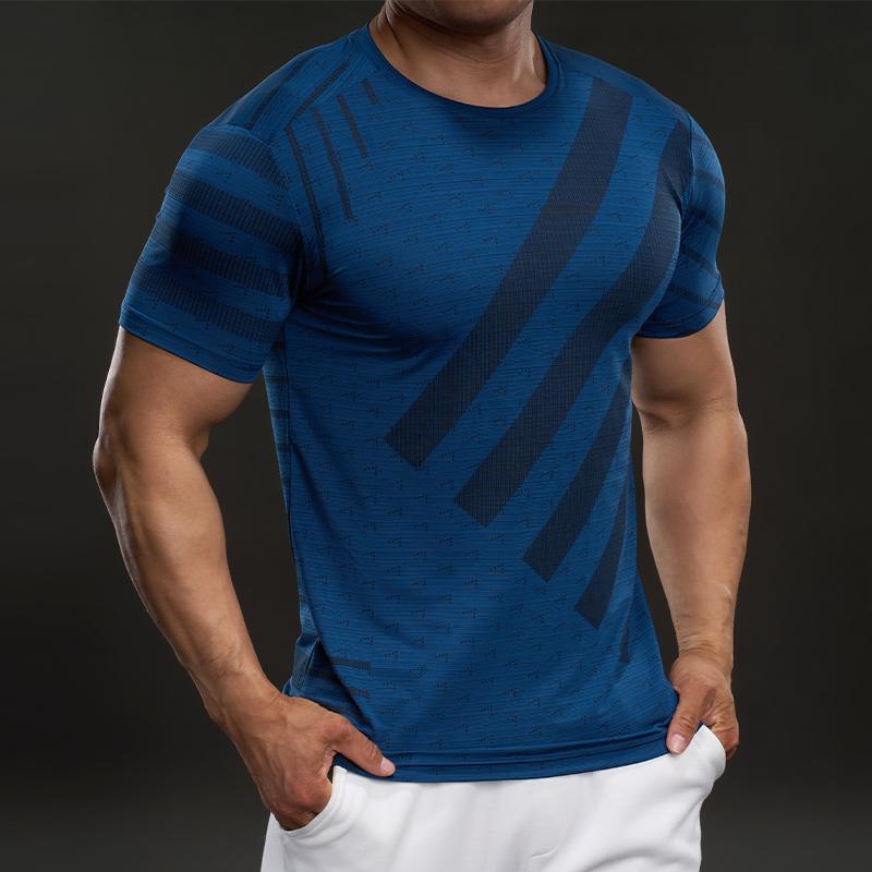 5868052 Summer 2025 American Casual Short-sleeved Fashionable Sports Slim Elastic Fitness Outdoor T-shirt Men