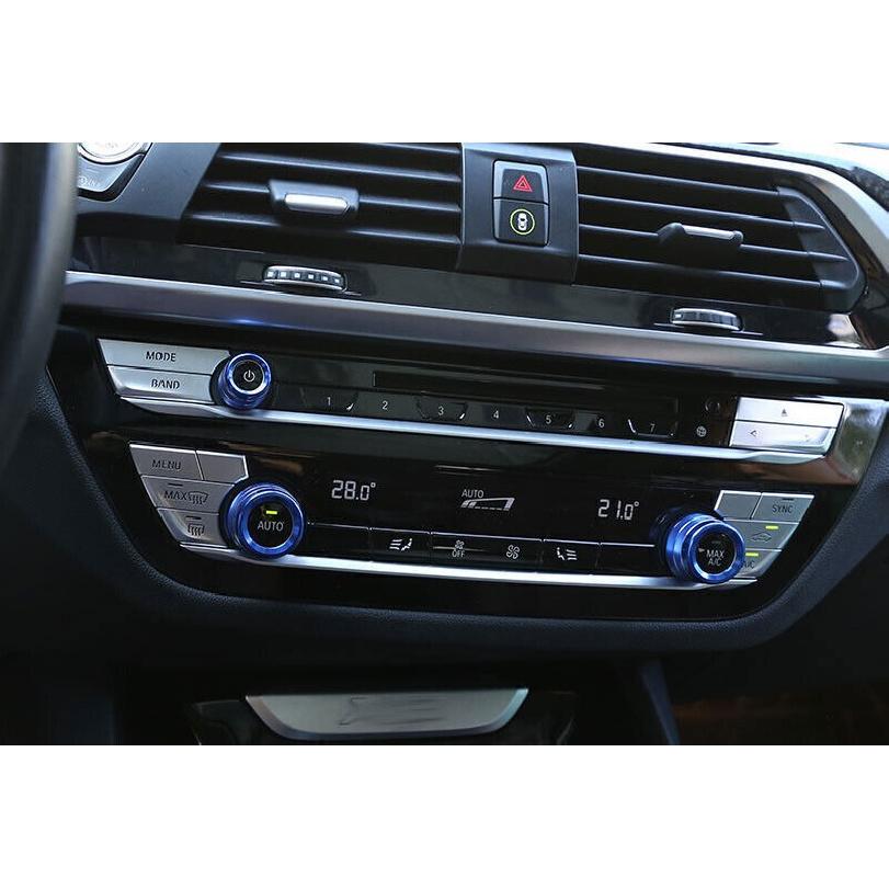 For BMW X3 G01 X4 G02 2018-2021 Blue Aluminum Console AC Knob Ring Cover Trim