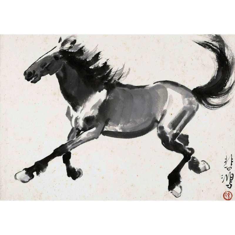 Free Shipping Ink Wash Galloping Horse Poster - Home Decoration Wall Hanging Mural for Dorm, Tea House, Study, or Living Room.