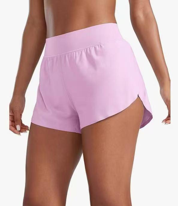 

Women s High-Waisted Cross-Waist Yoga Shorts, Summer Gym Capris, Loose Fit, Anti-Exposure, Faux Two-Piece Design Large розовый