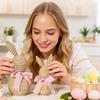 Hasenfiguren 2 Stück Harz Geflochten Frühling Dekoration Osterhase Dekoration Tierfiguren für Zuhause Wohnzimmer Schlafzimmer Küche