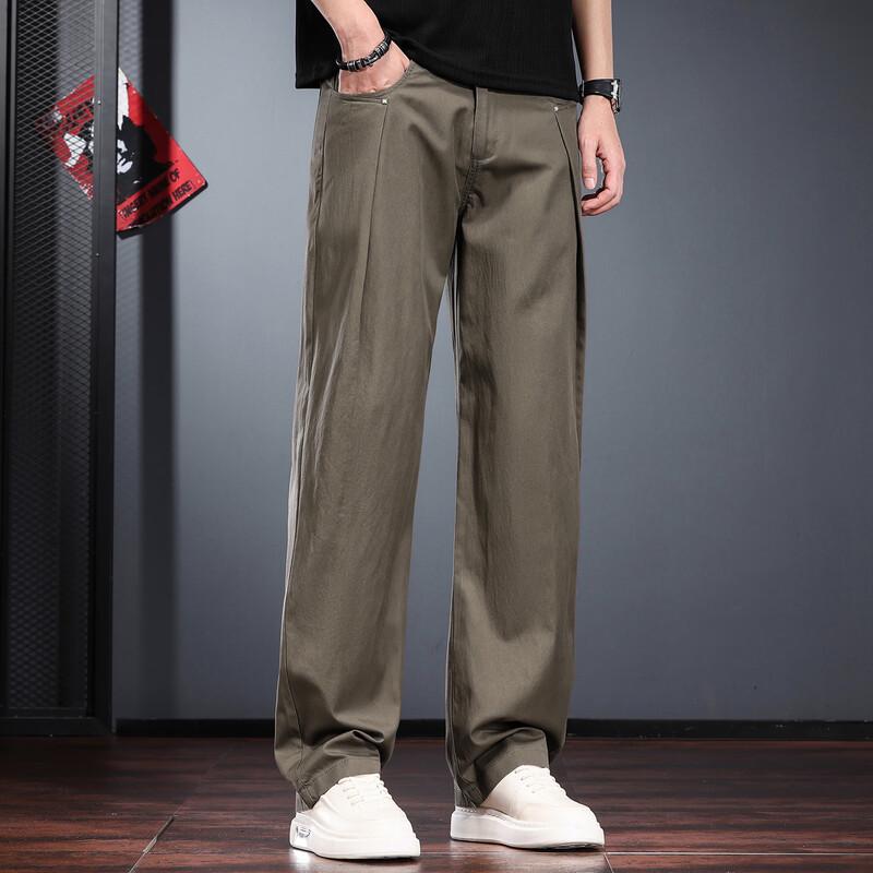 Jie Leinuo Men's Casual Wide-Leg Straight Trousers