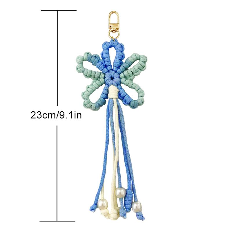 Explosive exquisite handmade woven flower tassel bag pendant with rustic style and creative car keychain pendant