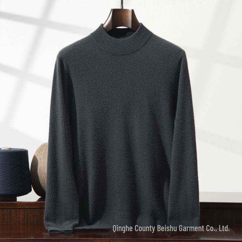 Men's Autumn Winter Cashmere Half-High Neck Knit Sweater
