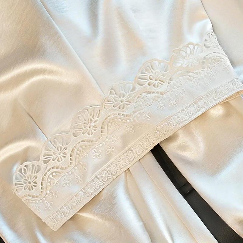 Women's Lace-Trim Drapey Wide-Leg Casual Pants