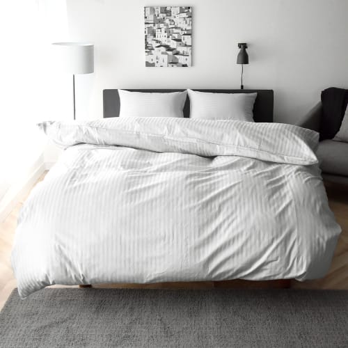 Etoile Single Duvet Cover, Made In Japan, 100% Cotton Satin Stripe, Dust Mite Resistant, 315-Thread High-Density Fabric, Luxury Hotel-Quality, Scandin