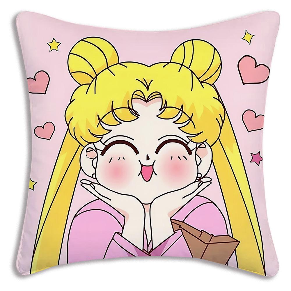 1PC Cute M-shaped Moon Pillowcase Cartoon Sofa Decoration Home Double-sided Printing Cute Square Cushion Pillowcase