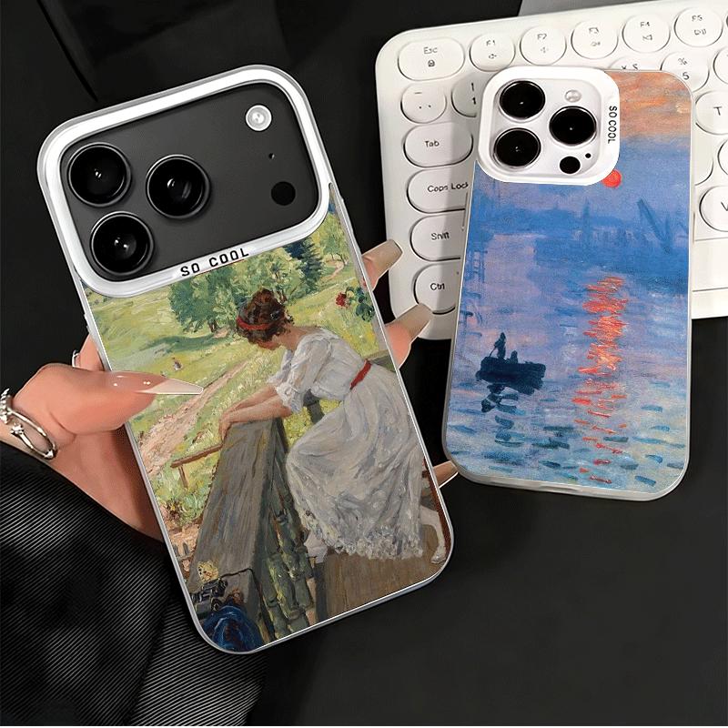 Claude Monet Oil Painting Shockproof Phone Case for iPhone 17 Air 16 16E 15 Pro Max 14 Plus 13 Mini 12 Back Cover Anti Fall Fund