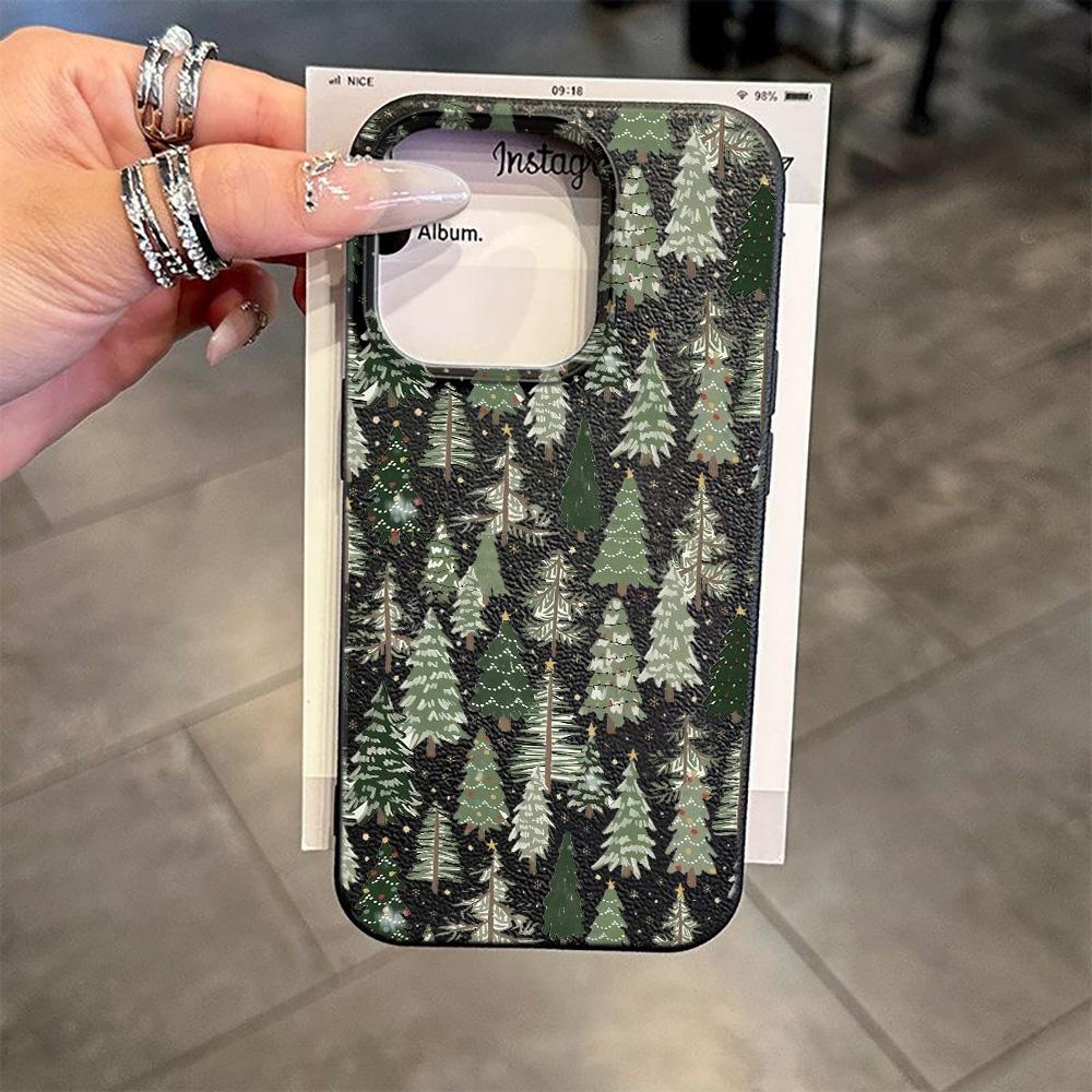 

Winter Pine Tree Forest Snowflake Phone Case for iPhone 17 16 15 14 13 12 11 16E Series Pro Max Plus iphone 12