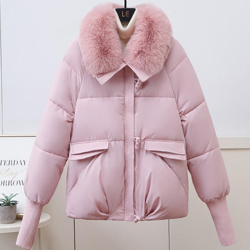 Parkas de invierno de moda para mujer, prendas de abrigo con capucha, tallas grandes, holgadas, con cuello de piel sintética, gruesas y cálidas, chaquetas de invierno para mujer