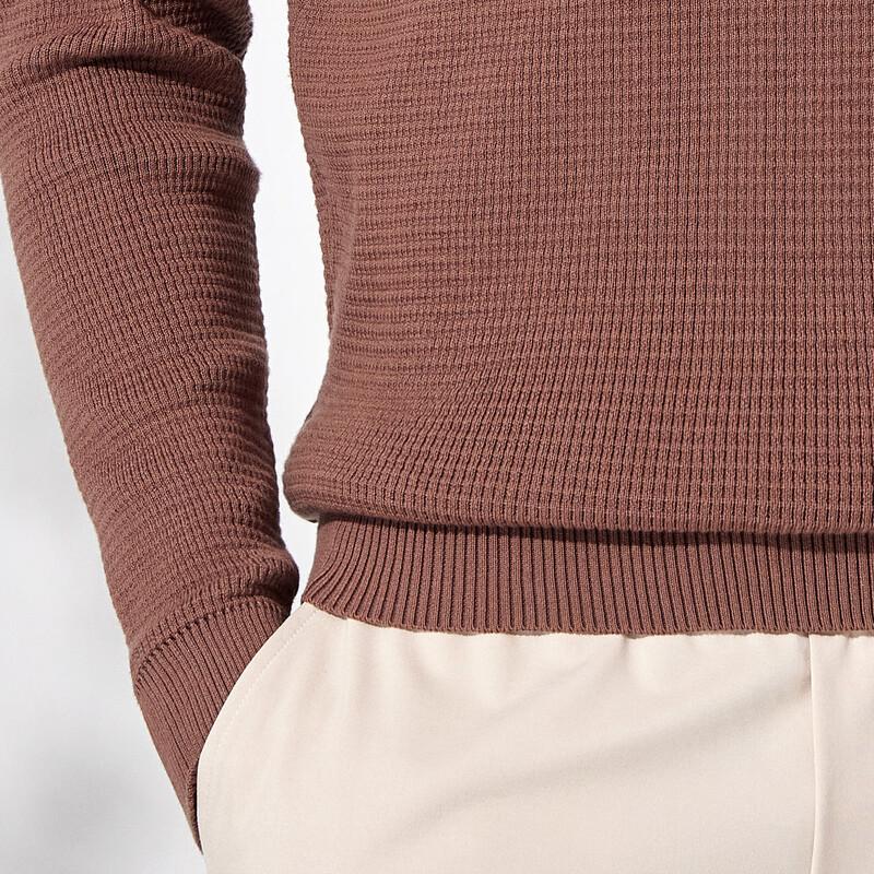 Men's 100% Cotton Jacquard Knit Round Neck Sweater