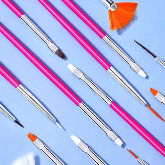 Yousheng 15Pcs Nail Art Brush Kit Soft Bristles Fine Nib Non-shedding DIY Gradient Blooming Effect Nail UV Gel Liner Brush Drawing Pen Nail Salon