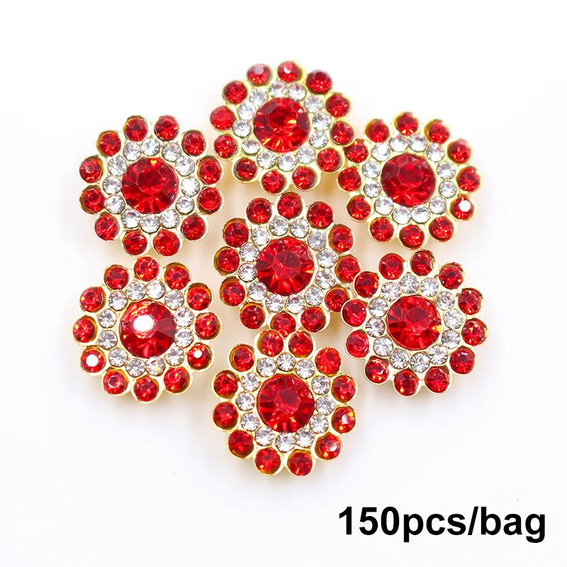 150pcs 3 Colors Sunflower Glass Rhinestone Patch, Sewn-on Appliqué, Gold Base, DIY Bag/bag/flower Button Clothing Maker
