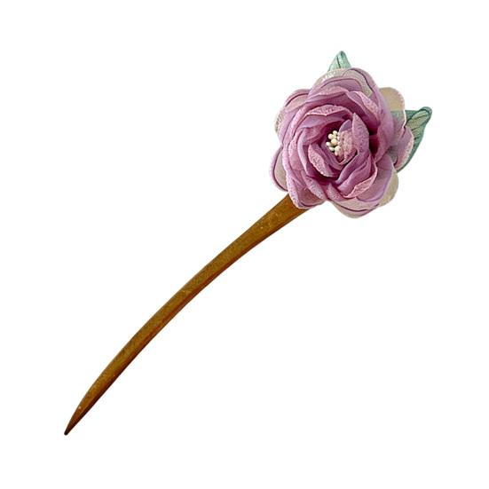 Hair Stick 3D Mesh Yarn Rose Flower Decor Bun Hair Stick Easy to Wear Hair Organizer Clip Hair Styling Accessory