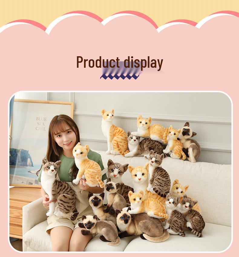 Orange and Siamese Cat Plush Toy Figurine