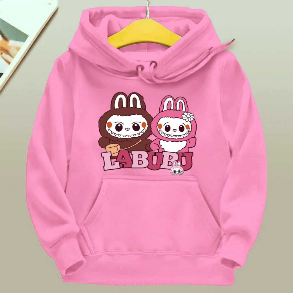 

Модные детские худи с принтом Labubu, повседневные трендовые топы для мальчиков и девочек 130