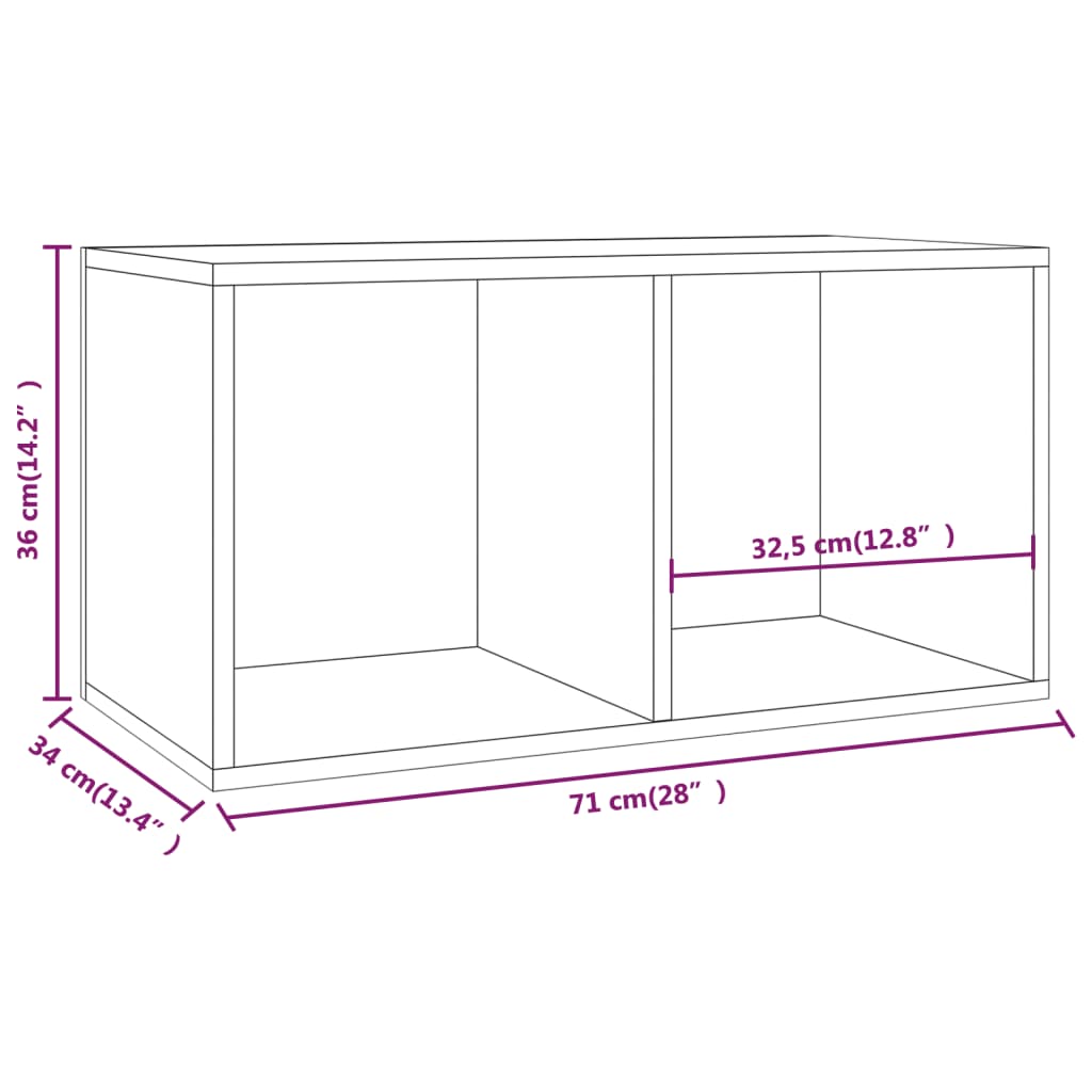 Vinyl Record Storage Box Gray Sonoma 71 X 34 X 36 Cm Particleboard