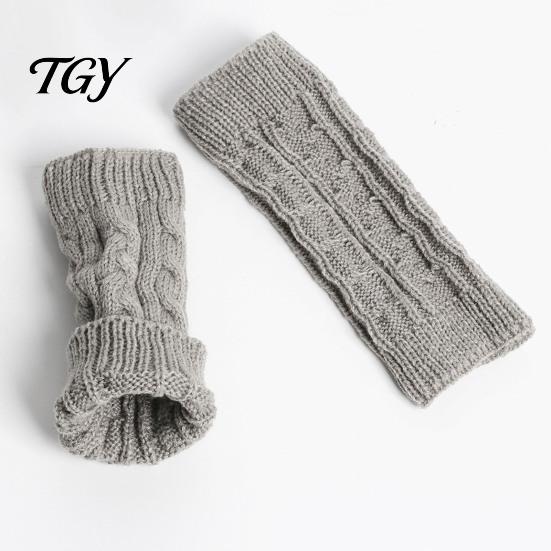 Fingerless Winter Gloves Women Ribbed Wrist Arm Warmers, Stretchy Cable Knitted Gloves, Practical Writing for Students Soft Warm Mitten, Half