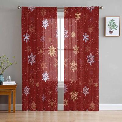 Snowflake Christmas Winter Curtains For Living Room Bedroom Home Decoration Window Voile Tulle Curtain Drapes
