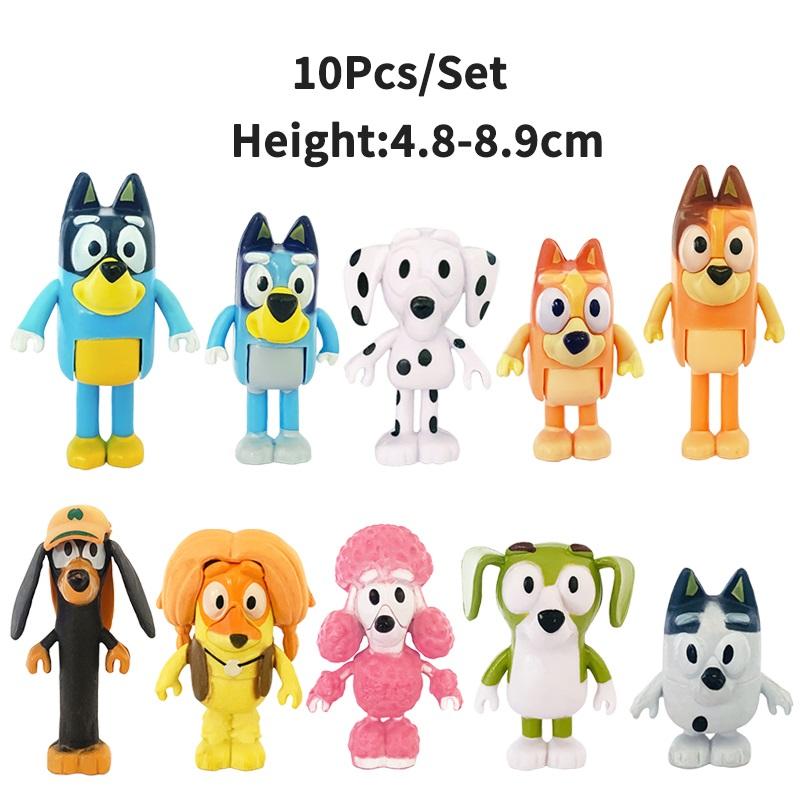 Bluey Und Bingo Familienserie Anime Actionfigur Modell Cartoon Mini PVC Puppen Ornamente Kinder Geburtstagsdekoration Spielzeug Geschenk