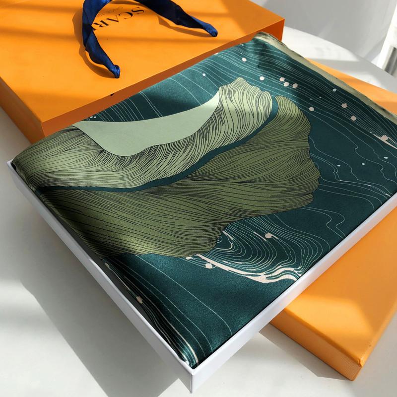 

Шелковый платок Silk Lily Шелковый женский весенне-осенний квадратный платок Платок-шаль из шелка тутового дерева Тонкий геометрический узор