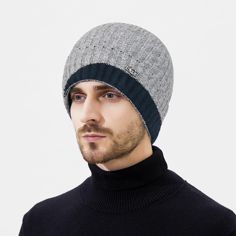 Winter Wool Hat Scarf Two-Piece Warm Wool Hat Men Women Cold-Proof Ear Protection Knitted Hat