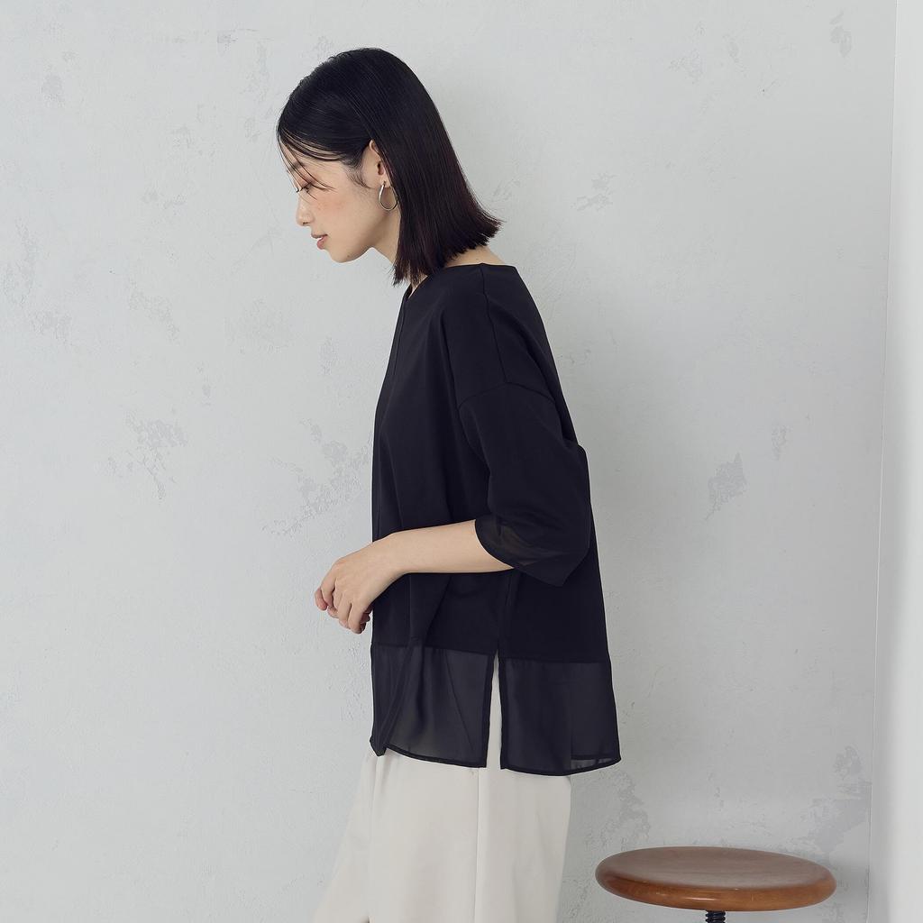 Comme Ca Ism Sheer Combi Cut and L Sew, 12-68CM25-205, Black,