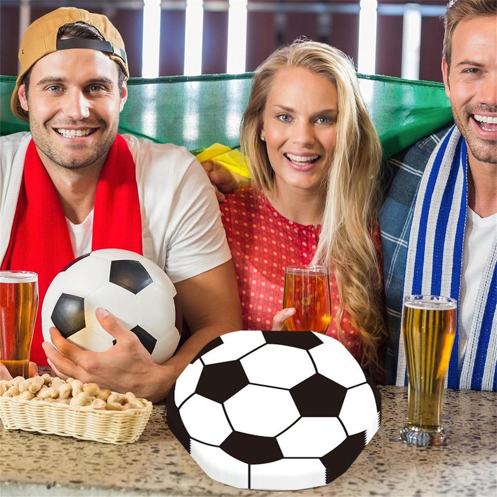 20PCS Soccer Ball Shaped Paper Napkins Party Supplies Disposable Tableware for Sports Events and Themed Celebrations
