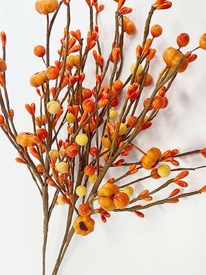2 Pcs Artificial Fall Berry Pumpkin Branch Autumn Floral Plant for Thanksgiving Wedding Home DIY Decor Flower Arrangement