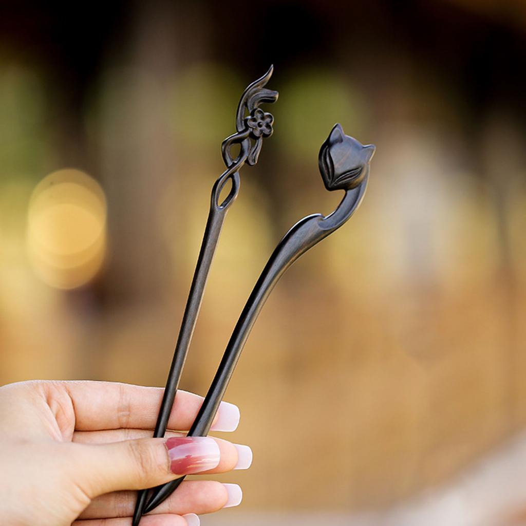 Female Ethnic Style Hairpin Stable Grip Smooth Edge Hair Stick Headdres for Chinese Hanfu Cosplay Costume