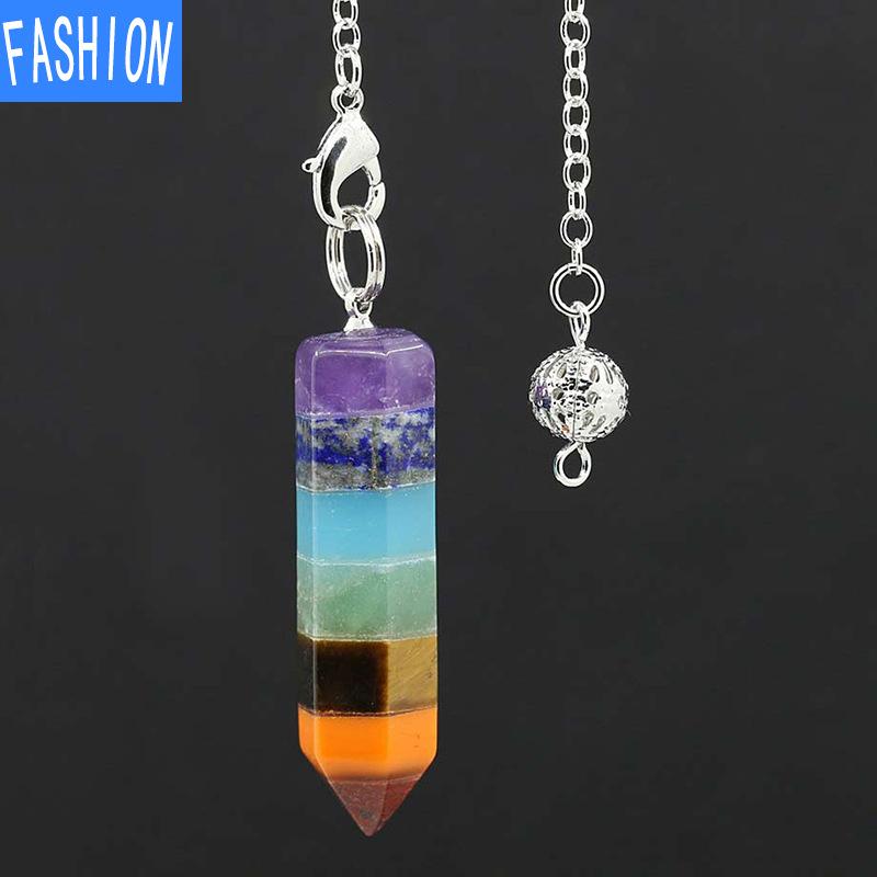 7-lagiger Halbedelstein-Regenbogen-Anhänger, spirituelle Schaukel, Yoga-Säule, kreative spirituelle Schaukel, beliebter Schmuck