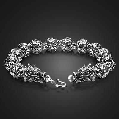 Marka Takı Moda 100% Erkekler için 925 Ayar Gümüş Bilezik Vintage Punk Tay Gümüş Ejderha Bangle11MM Manşet Hediye